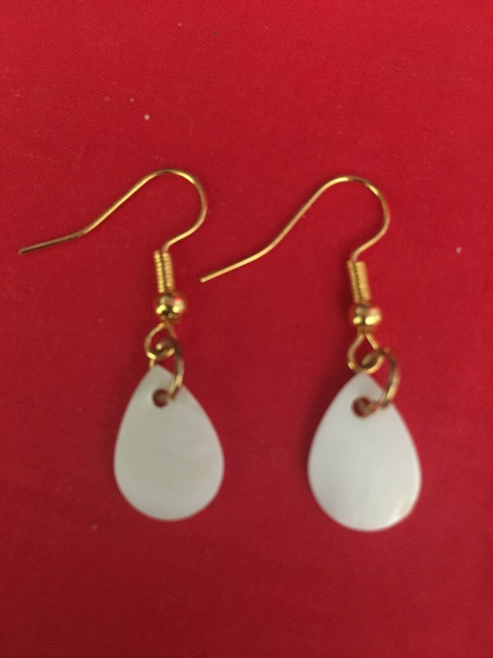 White Dangle Earrings Gold Hook Boho Chic
